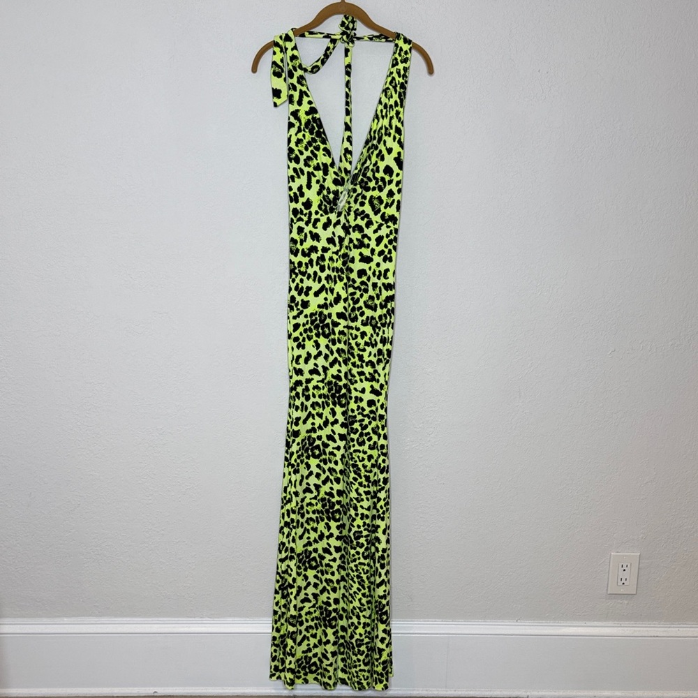 New Fashion Nova Lime Leopard Status Maxi Dress